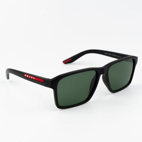 NEW Prada Linea Rossa PS05YS DG006U Black Rubber Tuning Green Rectangle Unisex - Picture 1 of 9